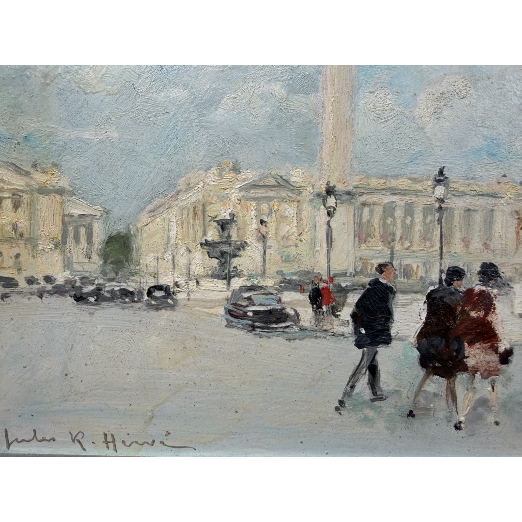 HERVE Jules Peinture Française 20è Paris animation Place de La Concorde Huile sur carton fort signée Certificat D’authenticité 8 HERVE Jules Peinture Française 20è Paris animation Place de La Concorde Huile sur carton fort signée Certificat D’authenticité 8