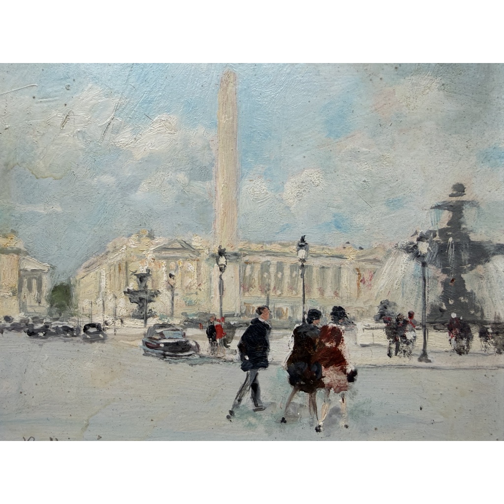 HERVE Jules Peinture Française 20è Paris animation Place de La Concorde Huile sur carton fort signée Certificat D’authenticité 9 HERVE Jules Peinture Française 20è Paris animation Place de La Concorde Huile sur carton fort signée Certificat D’authenticité 9