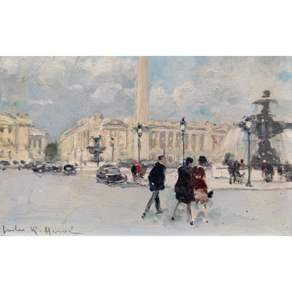 HERVE Jules Peinture Française 20è Paris animation Place de La Concorde Huile sur carton fort signée Certificat D’authenticité 6 HERVE Jules Peinture Française 20è Paris animation Place de La Concorde Huile sur carton fort signée Certificat D’authenticité 6