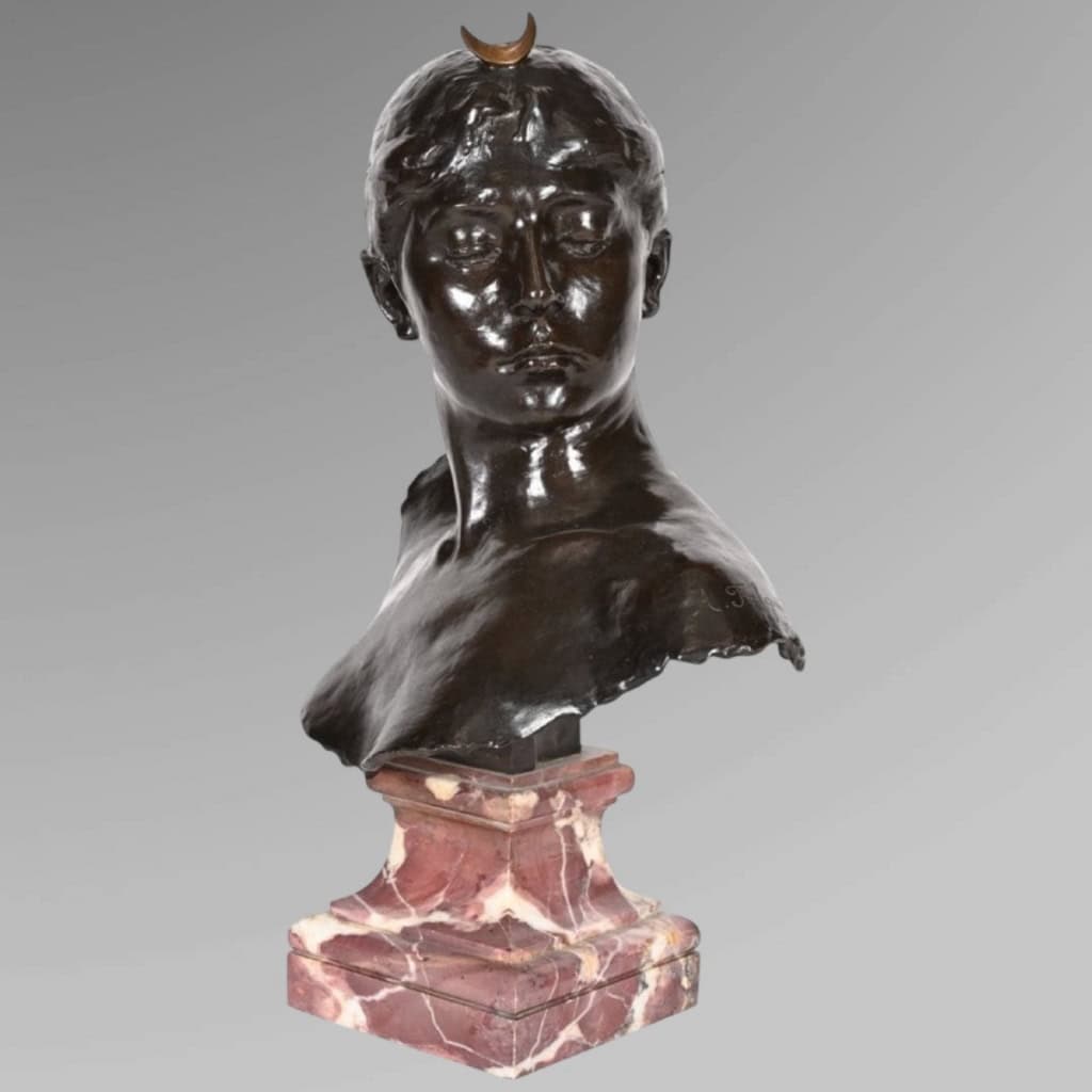 Sculpture – Buste De Diane Chasseresse , Alexandre Falguière (1831-1900) – Bronze 3