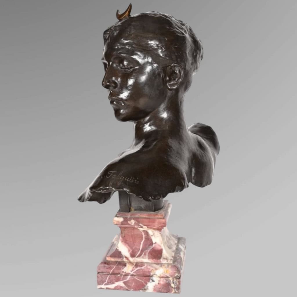 Sculpture – Buste De Diane Chasseresse , Alexandre Falguière (1831-1900) – Bronze 6