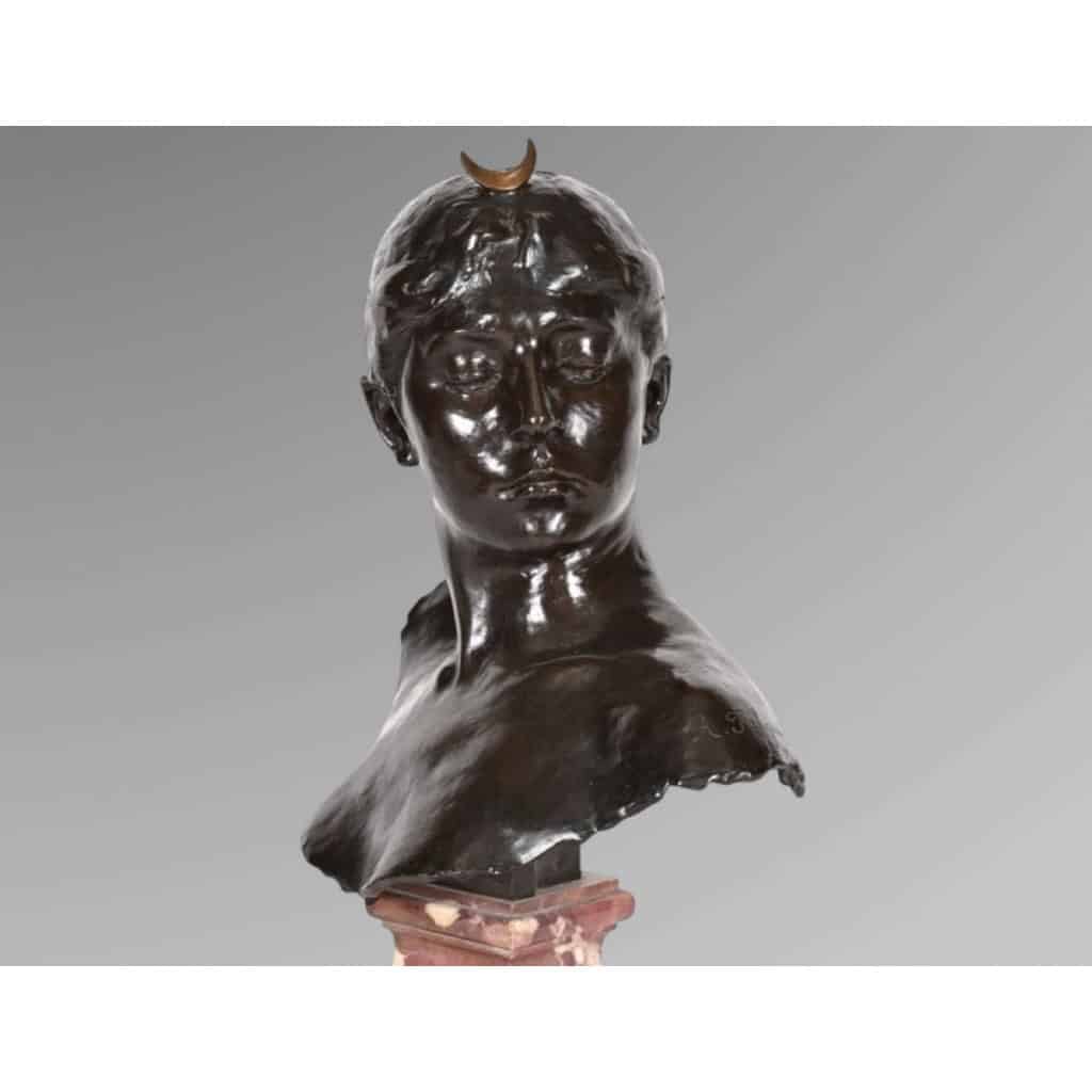 Sculpture – Buste De Diane Chasseresse , Alexandre Falguière (1831-1900) – Bronze 5