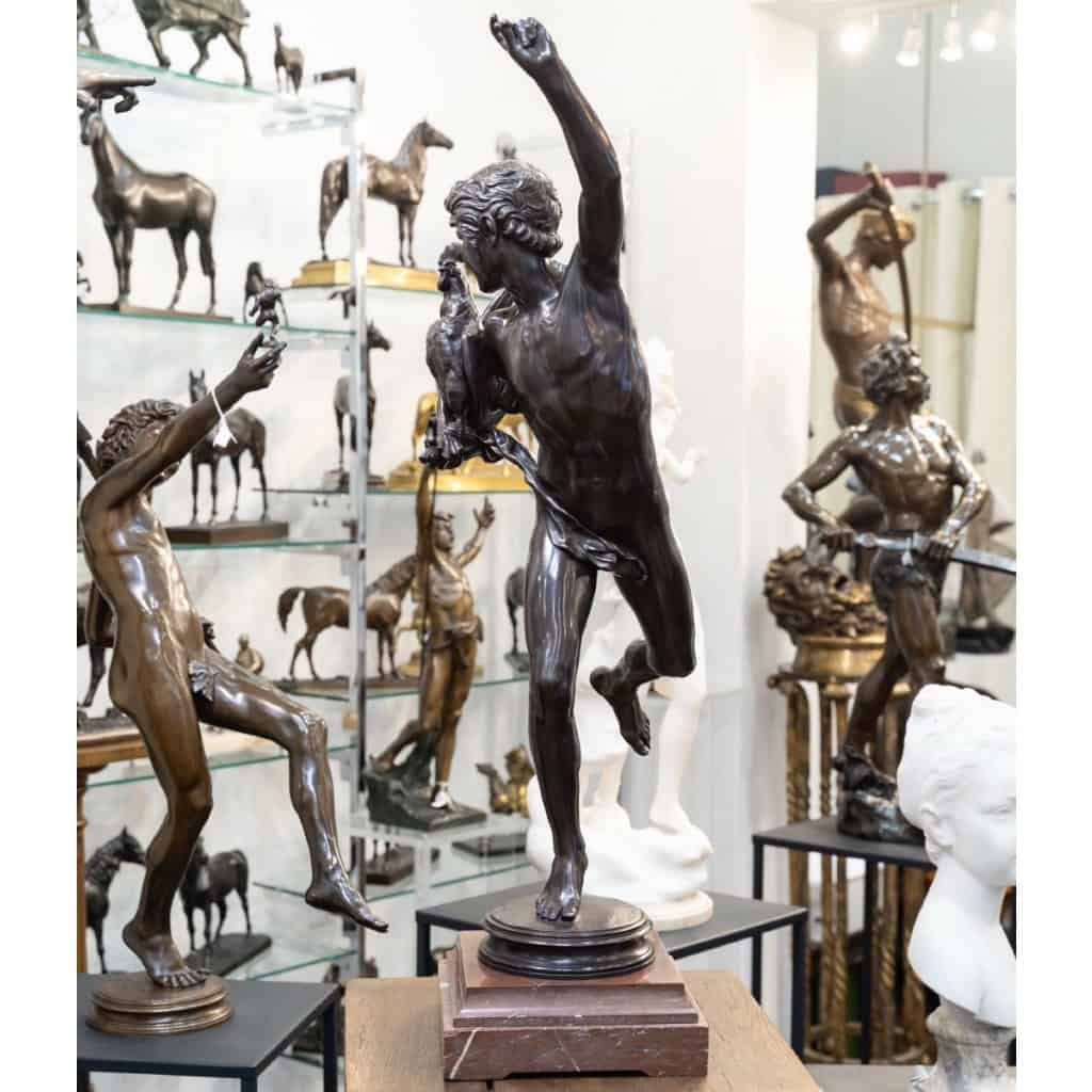 Sculpture – Le Vainqueur Au Combat De Coqs , Alexandre Falguière (1831-1900) – Bronze 9
