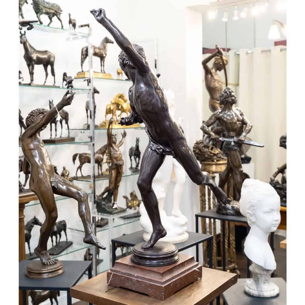 Sculpture – Le Vainqueur Au Combat De Coqs , Alexandre Falguière (1831-1900) – Bronze 10