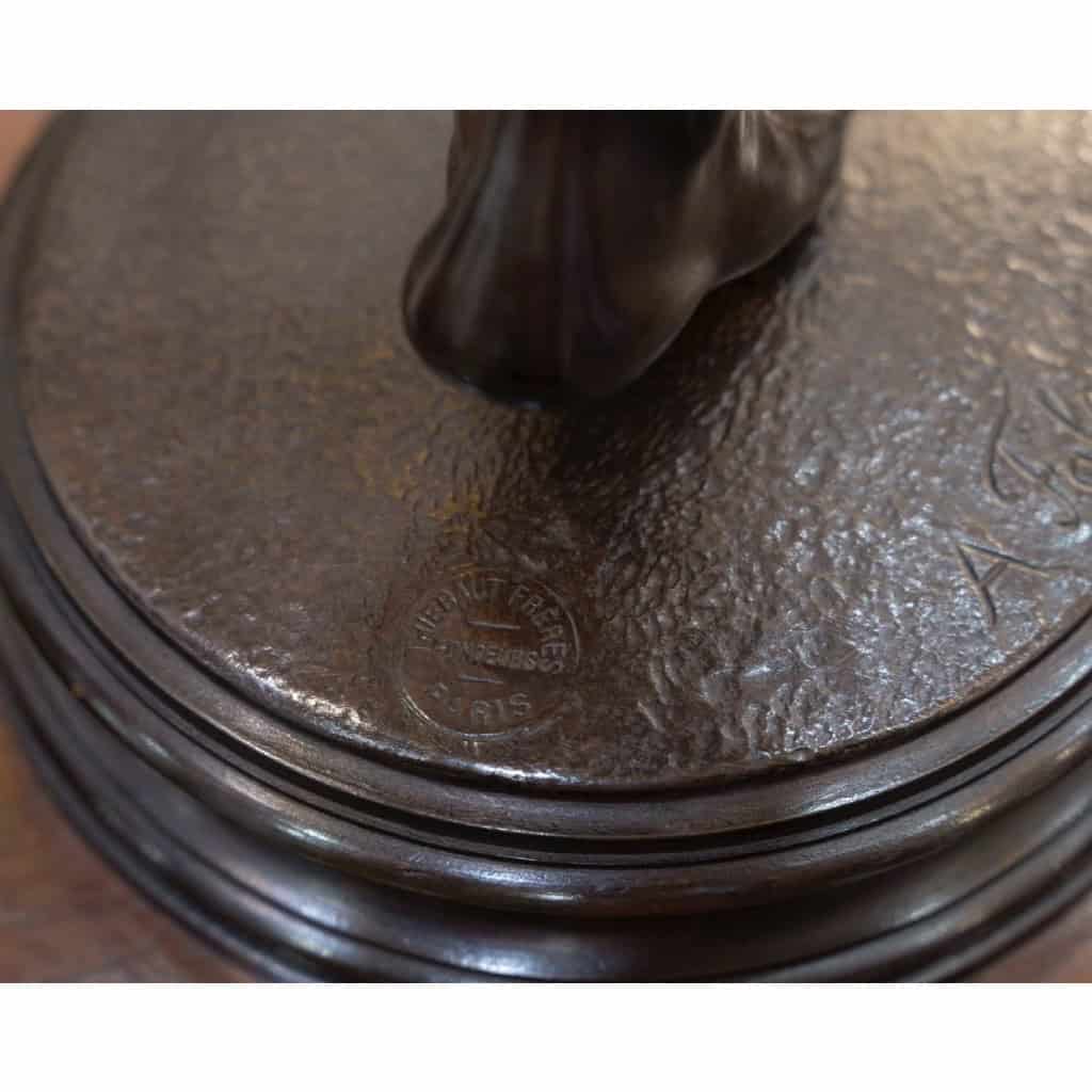 Sculpture – Le Vainqueur Au Combat De Coqs , Alexandre Falguière (1831-1900) – Bronze 12