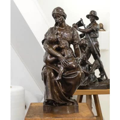 Sculpture – La Maternité , Paul Dubois (1829-1905) – Bronze 3