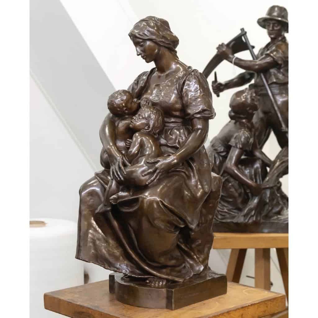 Sculpture – La Maternité , Paul Dubois (1829-1905) – Bronze 4