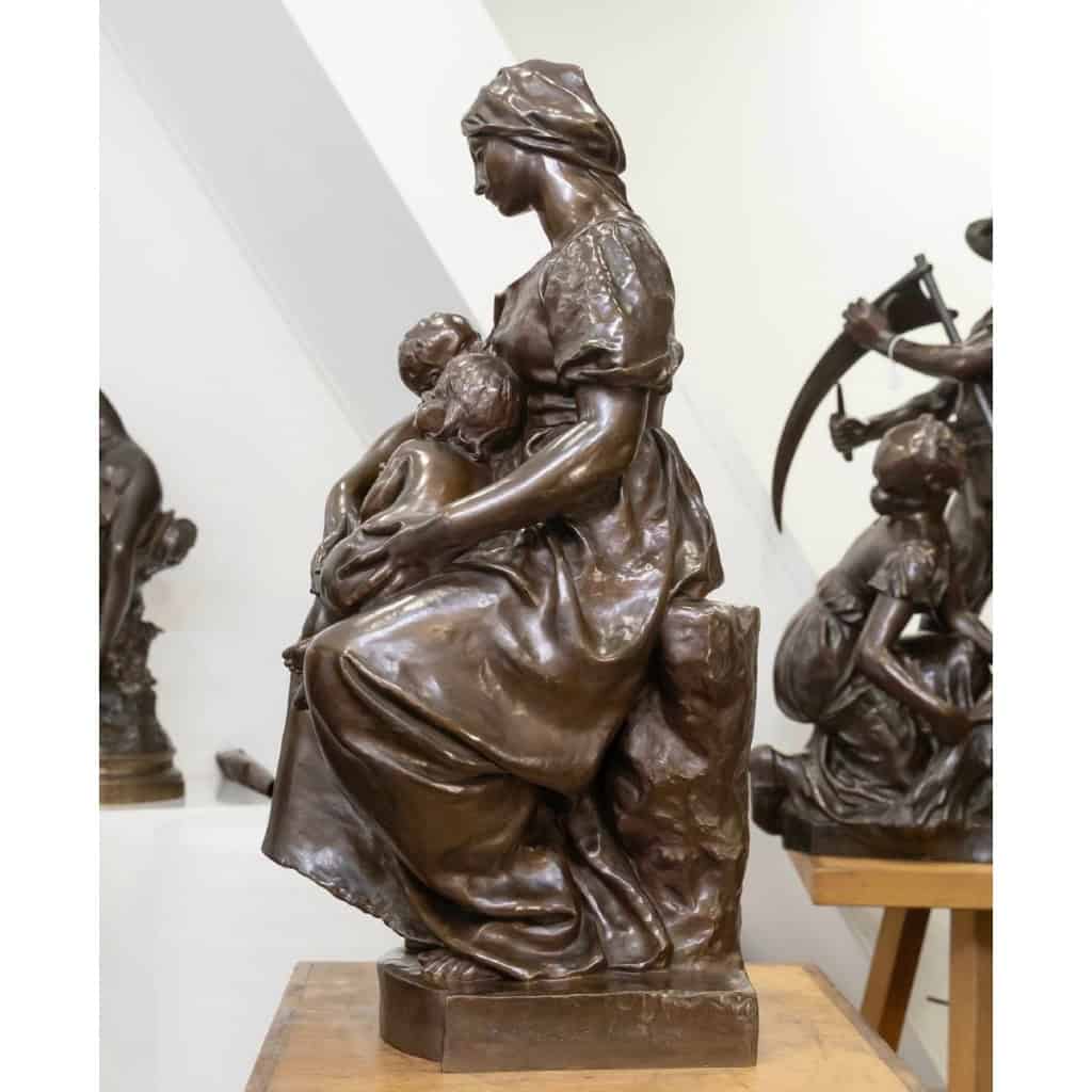 Sculpture – La Maternité , Paul Dubois (1829-1905) – Bronze 5