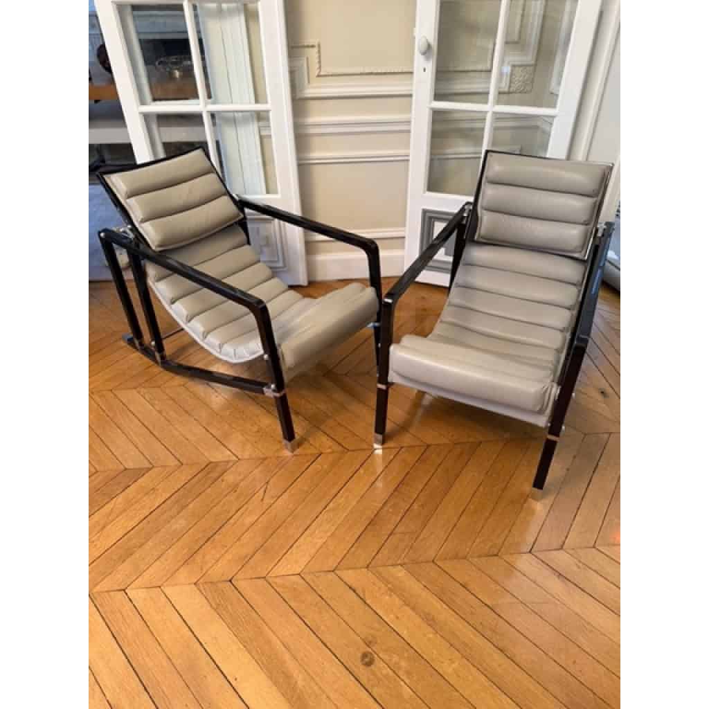 Eileen GRAY & ECART INTERNATIONAL (éditeur) Paire de fauteuils « Transat », modèle original créé circa 1926 9