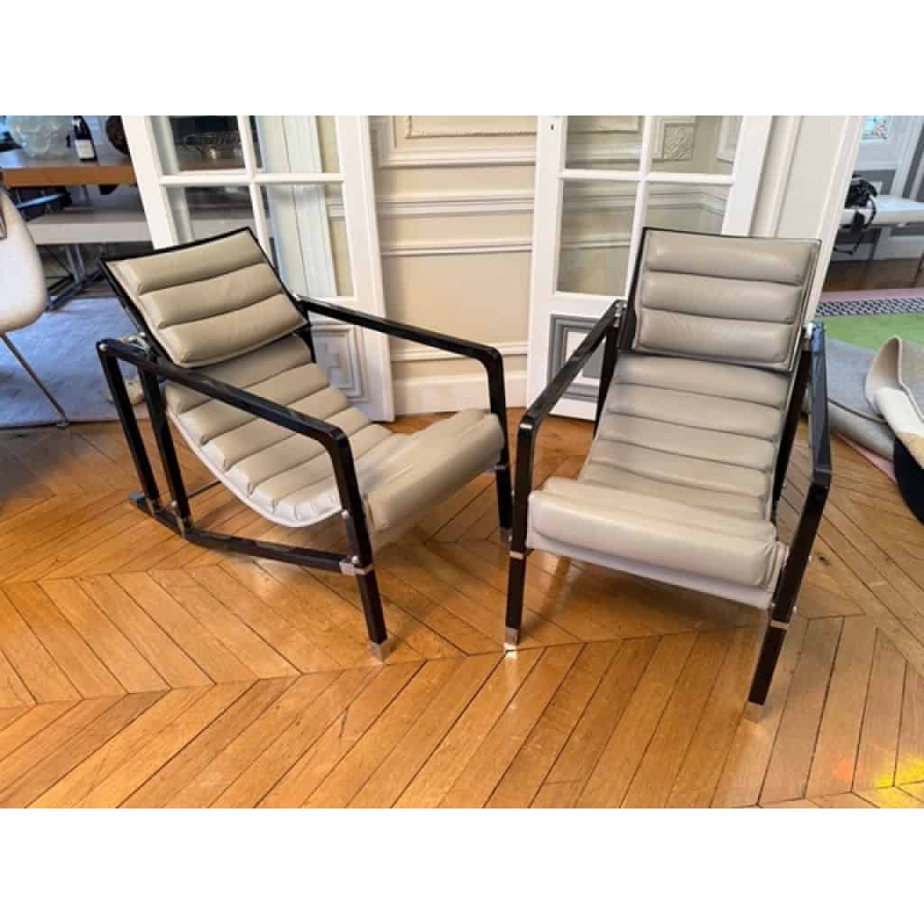 Eileen GRAY & ECART INTERNATIONAL (éditeur) Paire de fauteuils « Transat », modèle original créé circa 1926 4