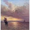 Emile MAILLARD Tableau Français fin 19è Coucher de soleil Huile sur toile signée Certificat d’authenticité. 20
