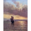 Emile MAILLARD Tableau Français fin 19è Coucher de soleil Huile sur toile signée Certificat d’authenticité. 19