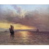 Emile MAILLARD Tableau Français fin 19è Coucher de soleil Huile sur toile signée Certificat d’authenticité. 25