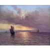 Emile MAILLARD Tableau Français fin 19è Coucher de soleil Huile sur toile signée Certificat d’authenticité. 21
