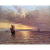Emile MAILLARD Tableau Français fin 19è Coucher de soleil Huile sur toile signée Certificat d’authenticité. 23