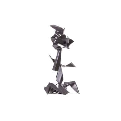 Jean Campa. Sculpture géométrique en métal poli. Années 1980.