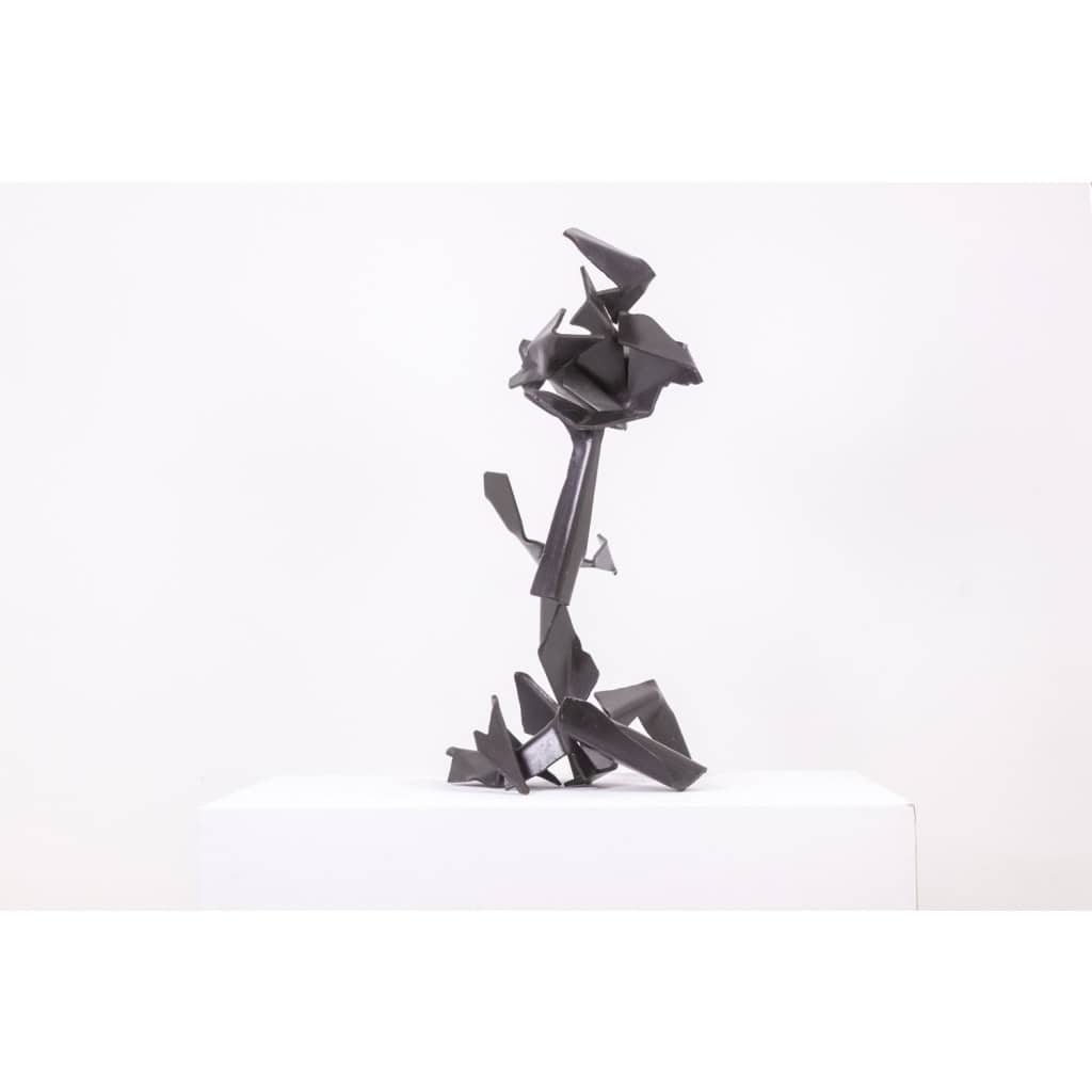 Jean Campa. Sculpture géométrique en métal poli. Années 1980. 4