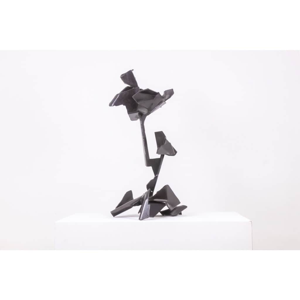 Jean Campa. Sculpture géométrique en métal poli. Années 1980. 7