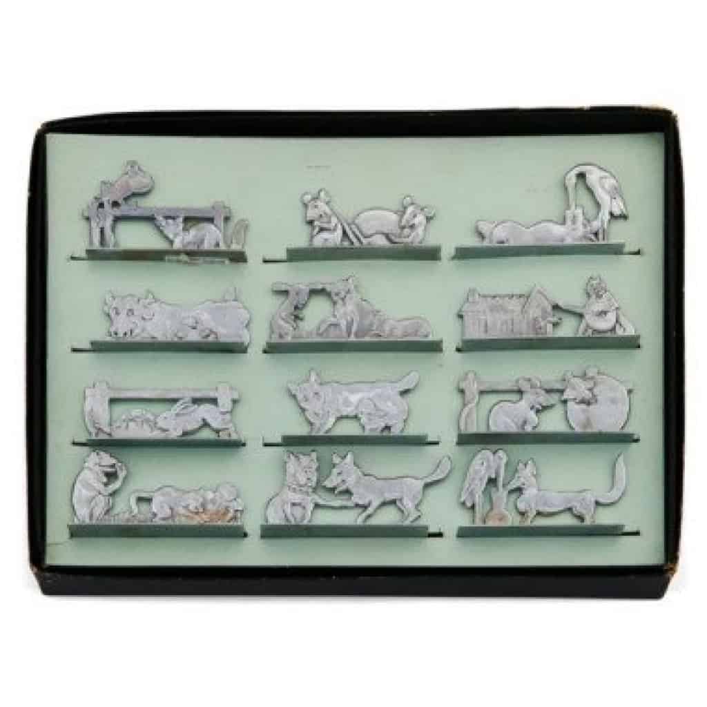 Benjamin RABIER Série de douze porte-couteaux « Fables de la La Fontaine » – circa 1930 4