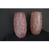 Paire de grands vases roses en verre de Murano rostrato de style Barovier 17