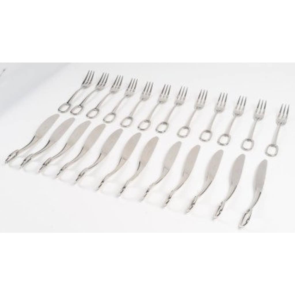 Hermes « Grand Attelage » Service de couvert table 24 pièces métal argenté 4