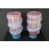 Paire de grands vases rose et turquoises irisés en verre de Murano 22