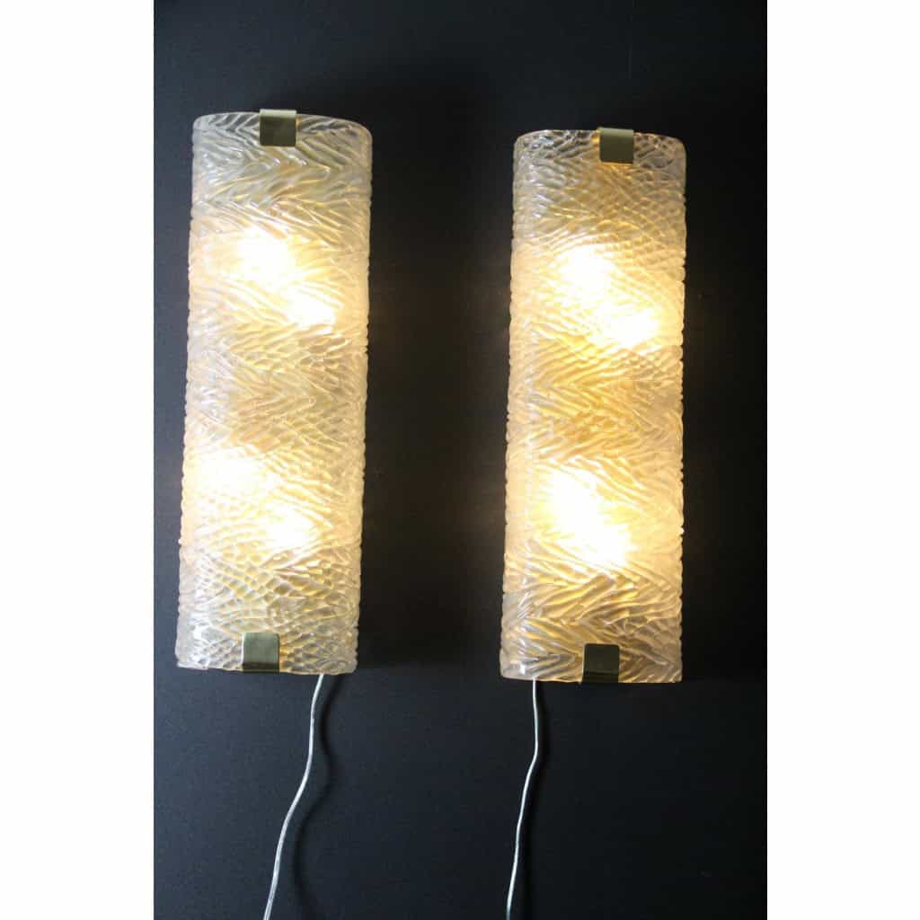 Paire de grandes appliques en verre de Murano travaillé 13