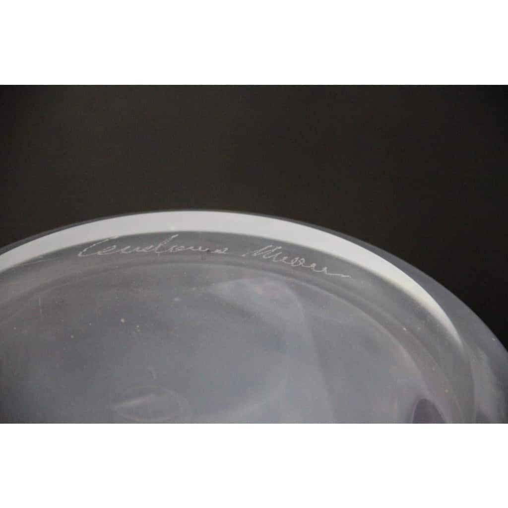 Paire de grands vases irisés à boutons de rose violets en verre de Murano 13