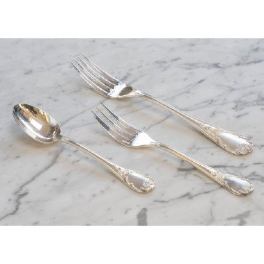 CHRISTOFLE ménagère « MARLY » 113 pièces métal argenté dans sa boite 13