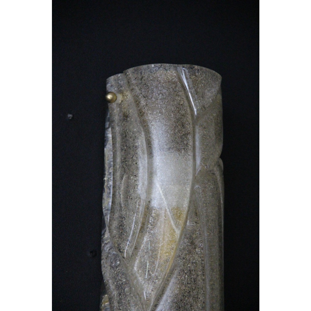 Paire d’appliques en verre de Murano texturé blanc, appliques murales drapées, de style Mazzega 14 Paire d’appliques en verre de Murano texturé blanc, appliques murales drapées, de style Mazzega 14