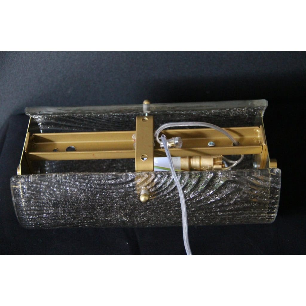 Paire d’appliques en verre de Murano brun travaillé en forme d’écorce 15