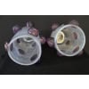 Paire de grands vases irisés à boutons de rose violets en verre de Murano 31
