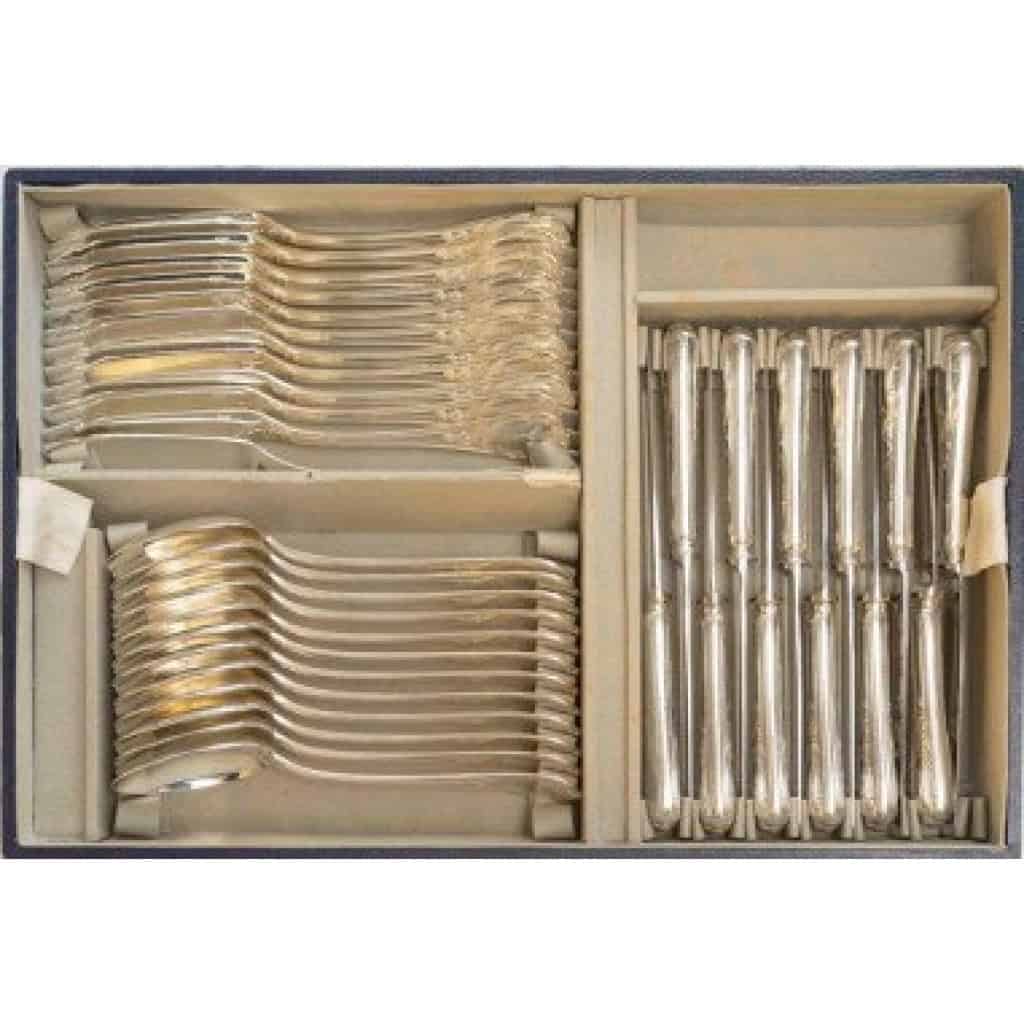 CHRISTOFLE ménagère « MARLY » 113 pièces métal argenté dans sa boite 16