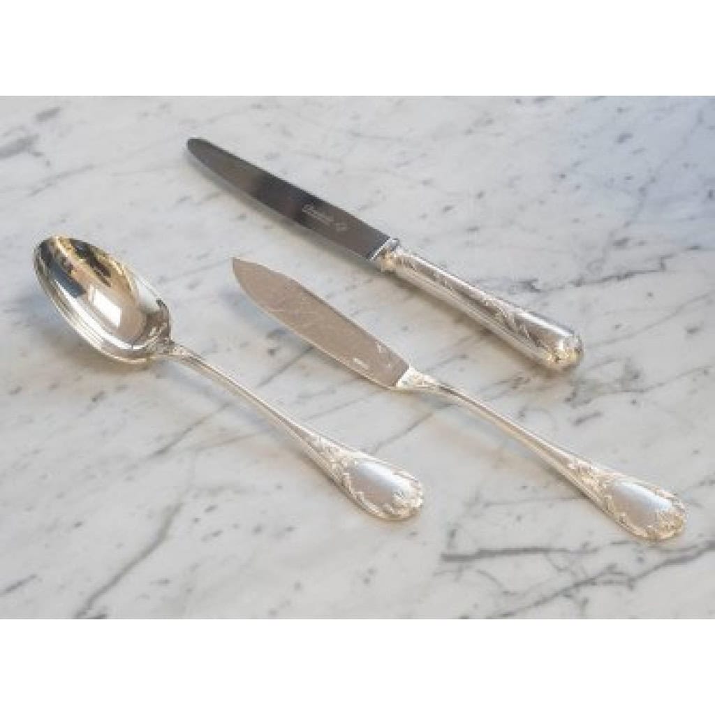 CHRISTOFLE ménagère « MARLY » 113 pièces métal argenté dans sa boite 18