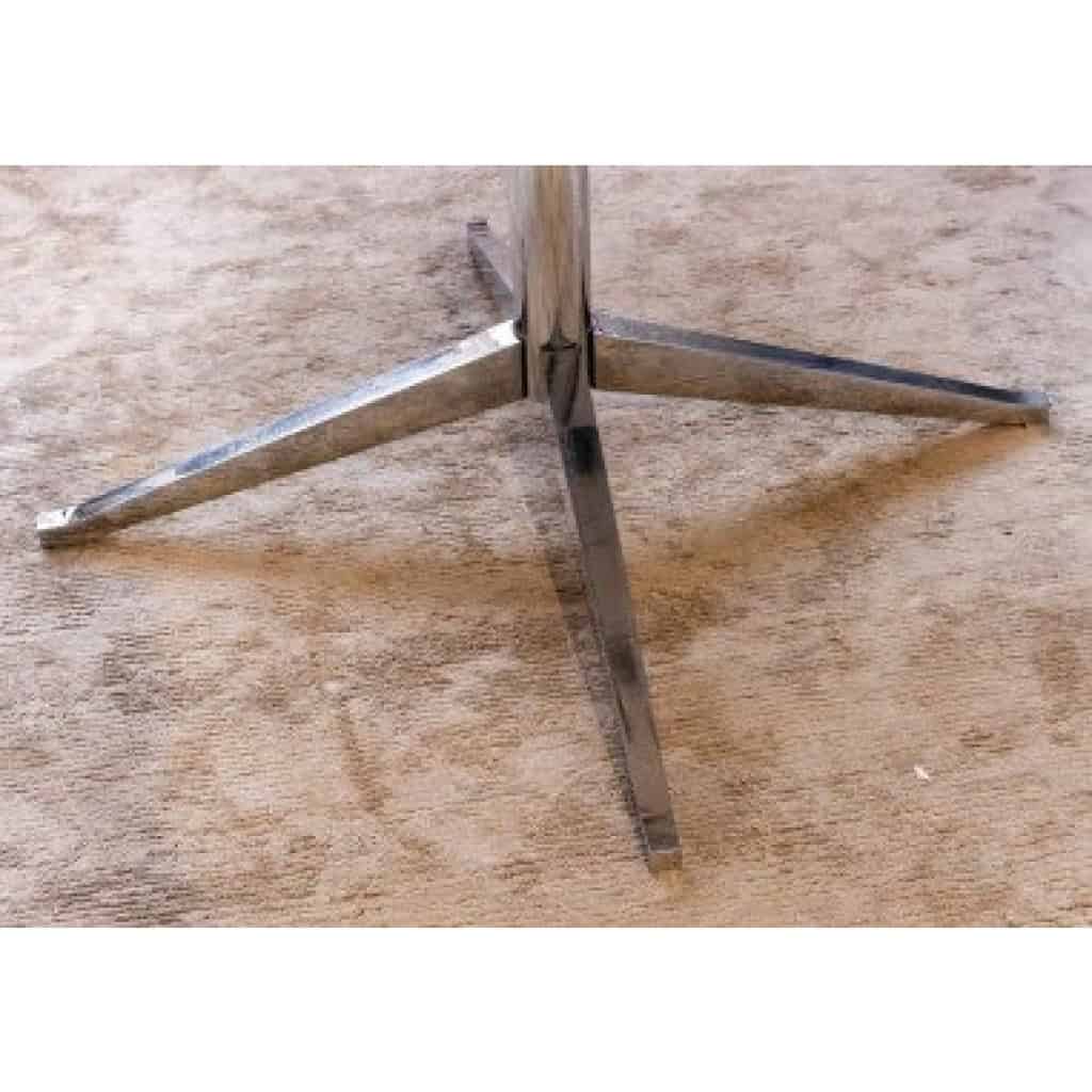 Florence Knoll – TABLE plateau rond ,marbre Calacatta oro verde ,base chromée 5