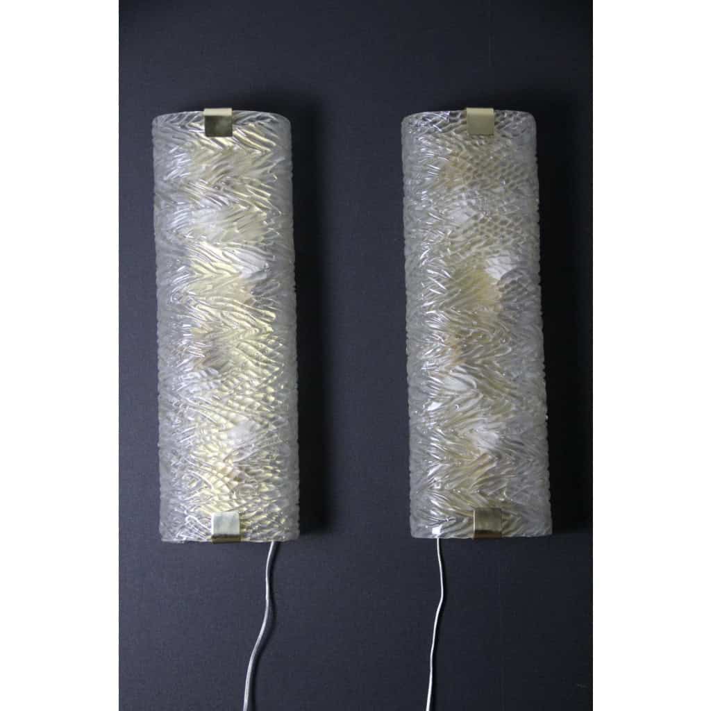 Paire de grandes appliques en verre de Murano travaillé 7