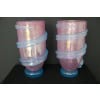 Paire de grands vases rose et turquoises irisés en verre de Murano 25