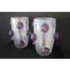 Paire de grands vases irisés à boutons de rose violets en verre de Murano 23