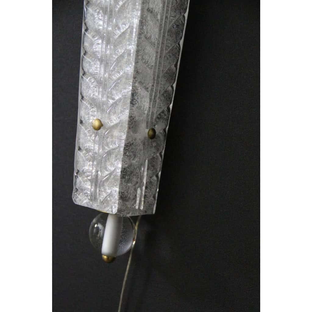 Paire d’appliques blanches longues en verre de Murano travaillé 8