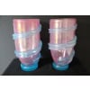 Paire de grands vases rose et turquoises irisés en verre de Murano 26
