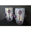 Paire de grands vases irisés à boutons de rose violets en verre de Murano 24