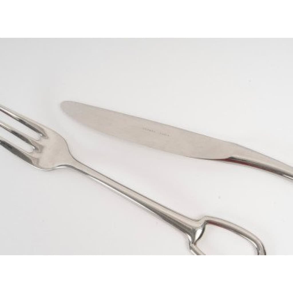Hermes « Grand Attelage » Service de couvert table 24 pièces métal argenté 9