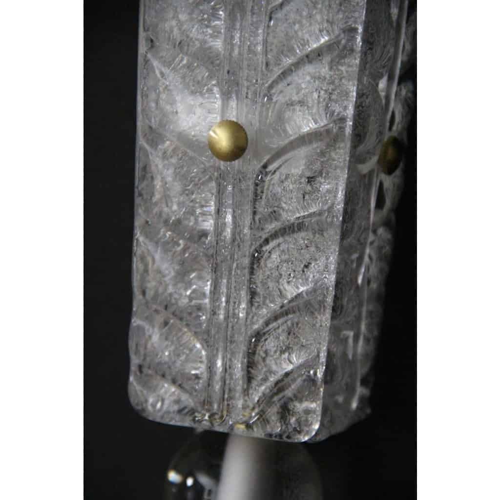 Paire d’appliques blanches longues en verre de Murano travaillé 10