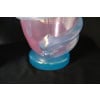 Paire de grands vases rose et turquoises irisés en verre de Murano 28