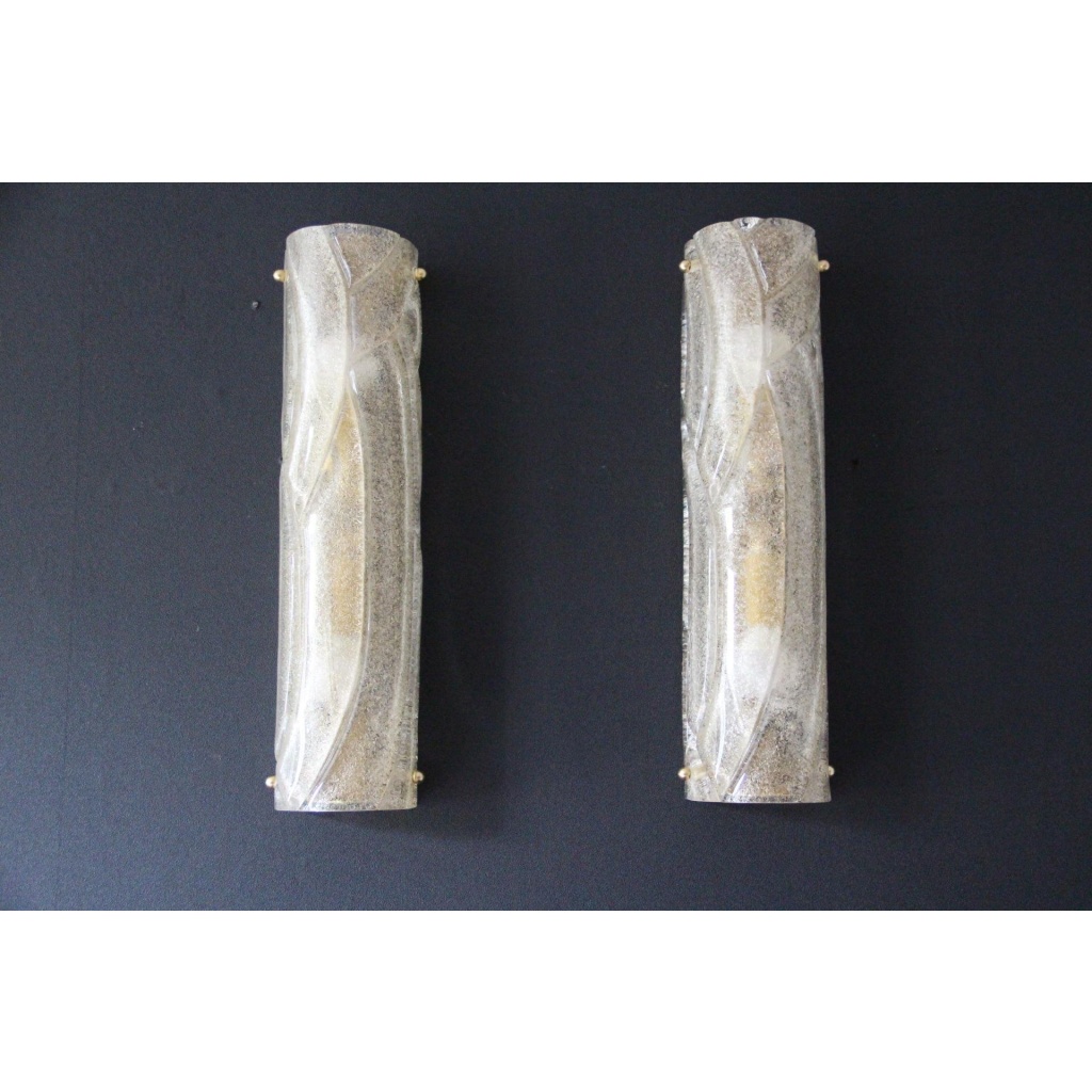 Paire d’appliques en verre de Murano texturé blanc, appliques murales drapées, de style Mazzega 10 Paire d’appliques en verre de Murano texturé blanc, appliques murales drapées, de style Mazzega 10