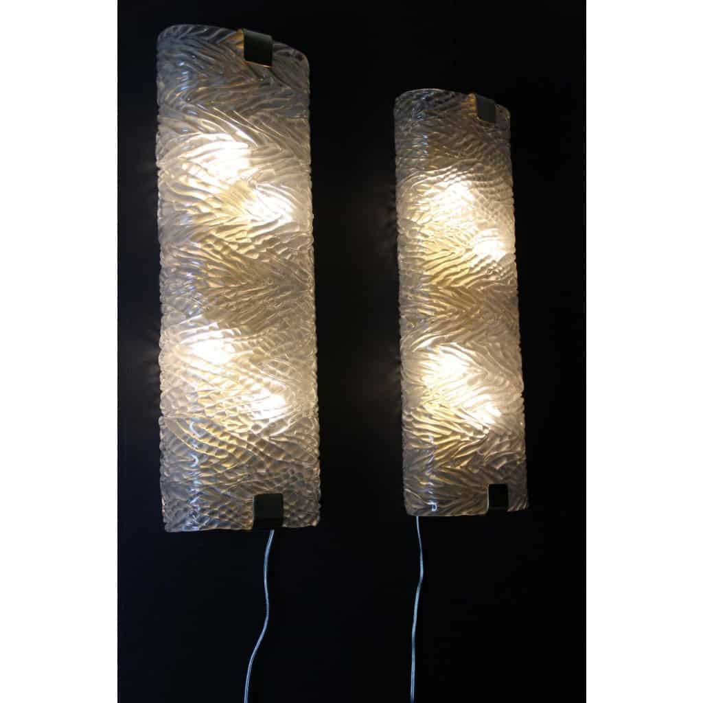 Paire de grandes appliques en verre de Murano travaillé 11