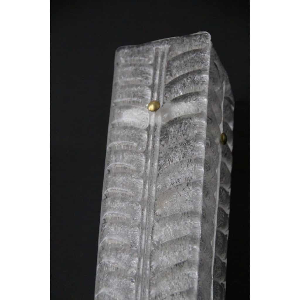 Paire d’appliques blanches longues en verre de Murano travaillé 11