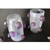 Paire de grands vases irisés à boutons de rose violets en verre de Murano 26
