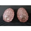 Paire de grands vases roses en verre de Murano rostrato de style Barovier 24