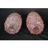 Paire de grands vases roses en verre de Murano rostrato de style Barovier 25